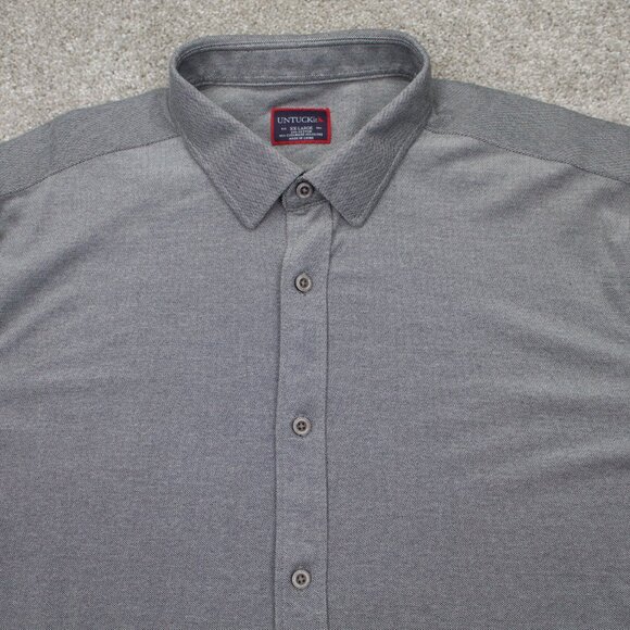 UNTUCKIT Shirt Mens 2XL XXL Gray Maximin Grunhaus Coolmax Polyester L/S Button - Picture 6 of 11